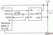 智能温度传感器LM74构成68HC11型单片机电路图