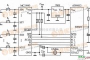 接口电路中的MC33993与AT89S52构成的键盘控制接口电路图