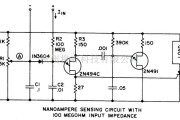 仪器仪表中的带有100兆欧输入阻抗的纳米安培计感应电路