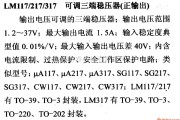 电源电路中的调压器.DC-DC电路和电源监视器引脚及主要特性 LM117/217/317