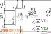 低频信号产生中的利用555时基电路制成的低频振荡(闪烁发光电路)电路一电路图