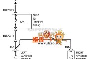 大众（一汽）中的97大众GOLF加热挡风玻璃清洗器电路图