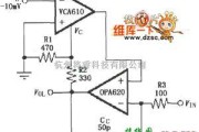 温度传感电路中的温度补偿对数响应的反馈放大电路图