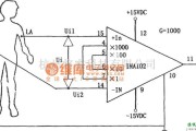 运算放大电路中的INA102构成的人体生物电信号前置放大器电路图