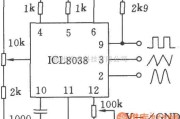 函数信号产生器中的单片精密函数发生器ICL8038应用电路三