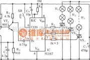 自动控制中的5G167音频压控双向流水彩灯控制电路图