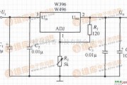 调制、阻抗变换电路中的由W396/W496组成的输出电压可调的应用电路