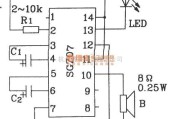 LED电路中的由SGZ07声、光报警集成电路构成双频率声、光信号源电路