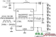 LED电路中的MAX8595Z／MAX8596Z驱动白光LED电路图