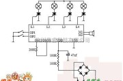 灯光控制中的MOS-8802P两键彩灯电路图