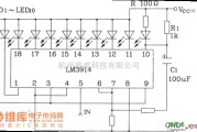 LED电路中的LM3914系列点/线图形LED显示驱动集成电路构成的带有闪光报警的LED显示器电路图