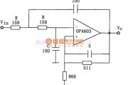 滤波器中的OPA603构成的10MHz低通滤波器电路图