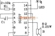 LED电路中的由SGZ07声、光报警集成电路构成单频率声、光信号源电路