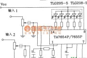 LED电路中的TA7654P／TA7655P构成5点一条LED显示驱动电路图