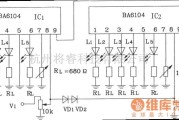 LED电路中的2块BA6104五位LED电平表驱动集成电路构成的10点LED电平显示电路图