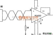 运算放大电路中的PGA203构成的浮动信号源增益可编程放大器电路图