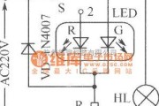 LED电路中的交流电源工作状态指示电路图