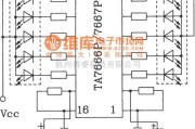 LED电路中的HA7666P／TA7667P构成两条5点LED显示驱动电路图