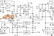 仪表放大器中的LM3886制作的超低音放大器电路图