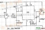 数字电路中的由74HC00和555组成的单稳触发电路图