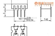 光电耦合器中的2CH302型双位光电鹅合器外形及内部电路图