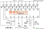 LED电路中的LM3915构成简单音频功率计电路图