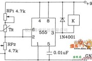 温度传感电路中的T-121温度传感器构成温度控制电路图