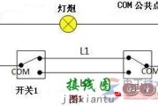 一个双联双控开关的接线图，双开双联双控开关的接线法