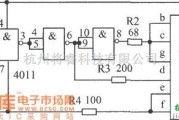 LED电路中的CMOS与非门4011接成反相器组成的电平测试电路图