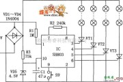 灯光控制中的SH803构成的彩灯控制电路图