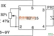 红外线热释遥控中的HF-15/HJ-15高灵敏度、远距离红外遥控发射、接收组件应用电路图