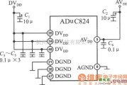 传感器单片系统应用方案中的高精度单片数据采集系统ADuC824双电源供电电路图