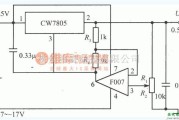 电源电路中的采用CW7805和F007构成的输出电压可调至0.5V的稳压电源