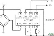 仪表放大器中的桥式传感器信号放大器AD22055的典型应用电路图
