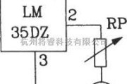 温度传感电路中的LM35DZ摄氏温度传感受器构成摄氏温度表电路图