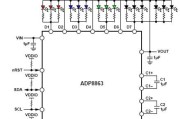 ADP8863采用镇流电阻给LED供电方框图