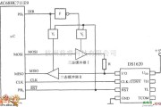 温度传感电路中的带有三线串行接口智能温度传感器DS1620和SPI总线的接口电路图