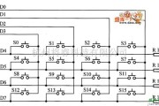 综合电路中的4×4行列式键盘的电路图