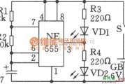 低频信号产生中的利用555时基电路制成的低频振荡(闪烁发光电路)电路二电路图