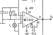 文氏信号产生中的MC1454构成的低功耗文氏电桥振荡器电路图