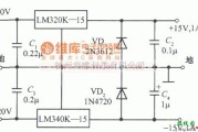 电源电路中的一种由LM340K-15组成的±15V/1A对称稳压电源电路图