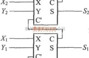 数字电路中的使用半加器和全加器的4位加法运算电路图