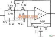 滤波器中的Q值可调的带阻滤波器(741)电路图