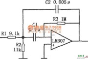 滤波器中的低Q值高增益带通滤波器(LM307)电路图