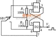 开关电路中的用门电路组成的防抖动开关(CD4011、CD4043)电路图