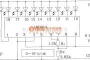 LED电路中的LM3914系列点/线图形LED显示驱动集成电路构成的0～5V线图指示器电路