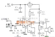 音频处理中的增益为200且负载接地的LM388电路图