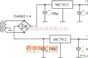 稳压电源中的MC7812(正压)MC7912MC（负压）构成的的±12V稳压电源电路图