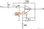 滤波器中的OPA603构成的1MHz高通滤波器电路图