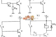 继电器控制中的常用的控制基极的晶体管电子继电器电路图